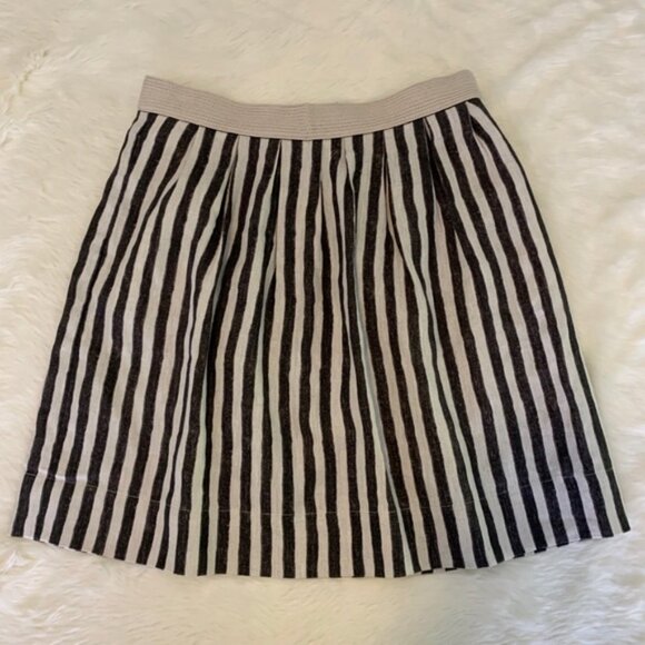 💯 Linen LOFT Stripe Skirt (8 petite) Tan & Gray - Picture 2 of 4